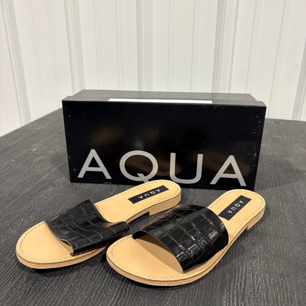 ✨ Aqua Croc‑Embossed Slide Sandals – Size 7 (Brand New!) ✨